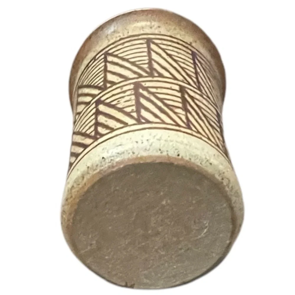 Handmade Textured Ethnic Carved Symmetric Stoneware Pottery Bohemian‎ Vase